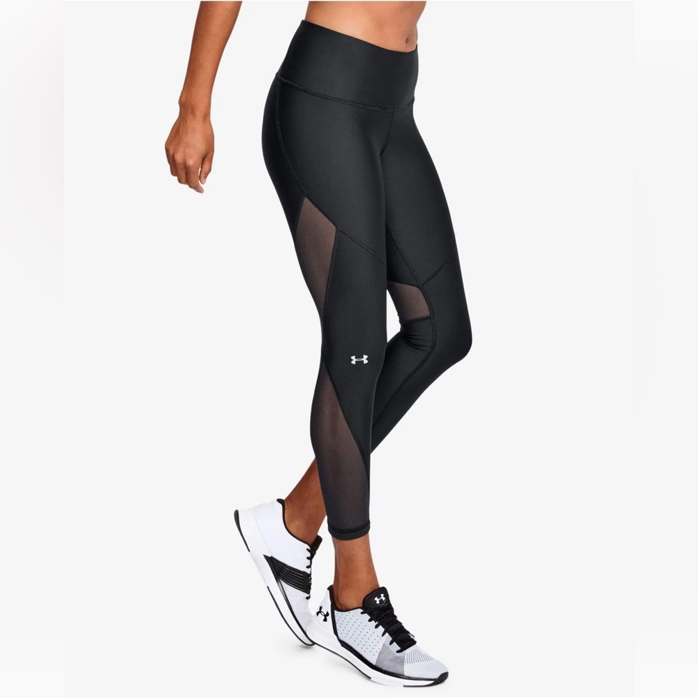Under Armour Heatgear Armour Mesh Ankle Crop Legging in Black